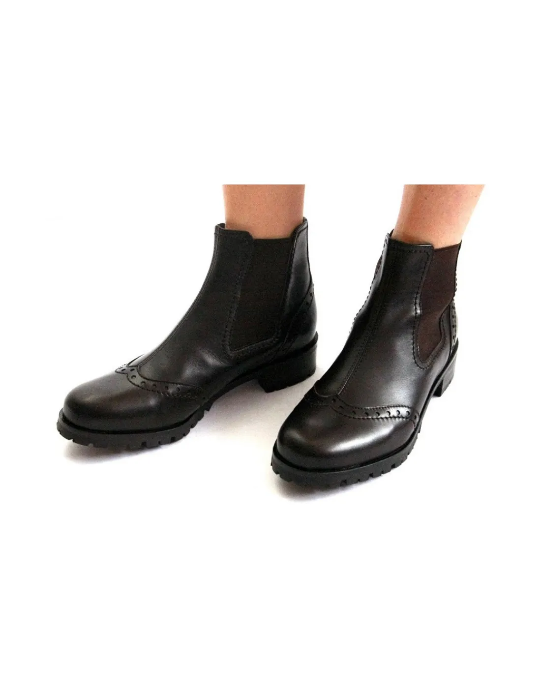 Damskie Peter Kaiser botki wsuwane, sztyblety, brazowa naturalna skora, klasyka niskie zelowki Vibram