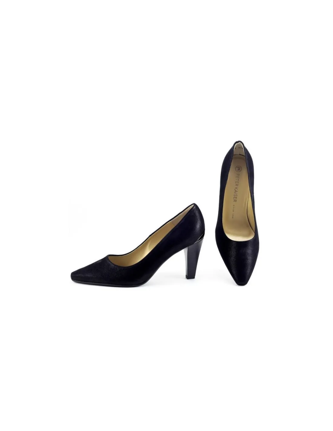 peter_kaiser_czolenka_na__2.webp Damskie Peter Kaiser czolenka na wygodnych obcasach z czarnej skory nubuk z metalem