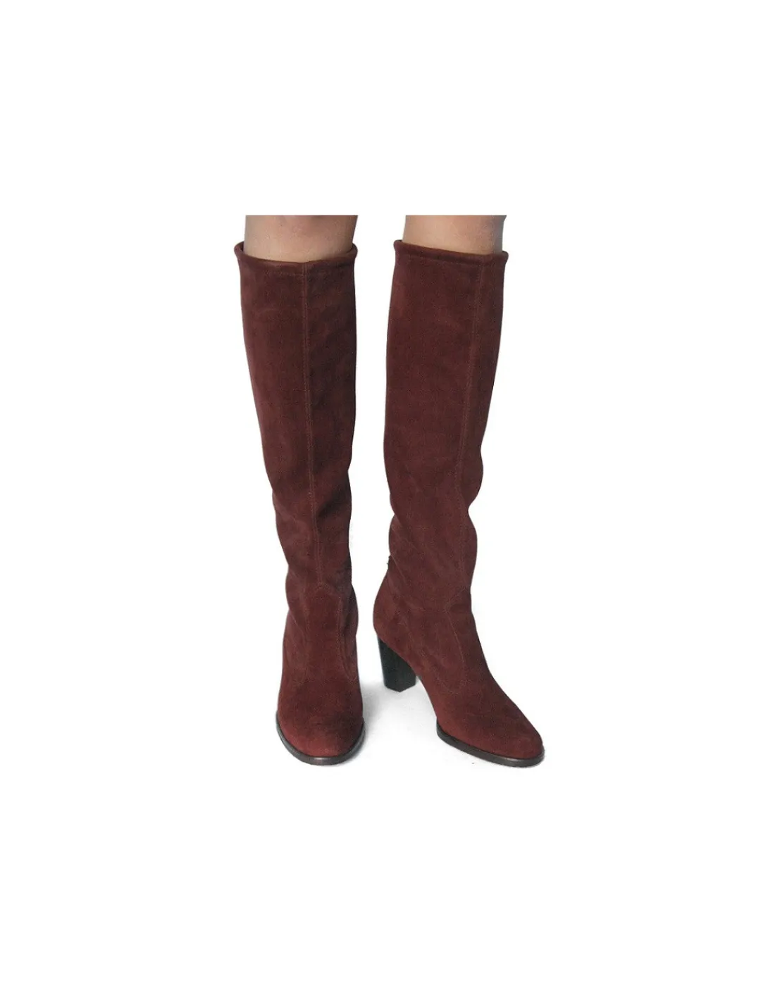 Damskie Peter Kaiser kozaki wsuwane, elastyczny naturalny zamsz w kolorze marsala i stabilne obcasy