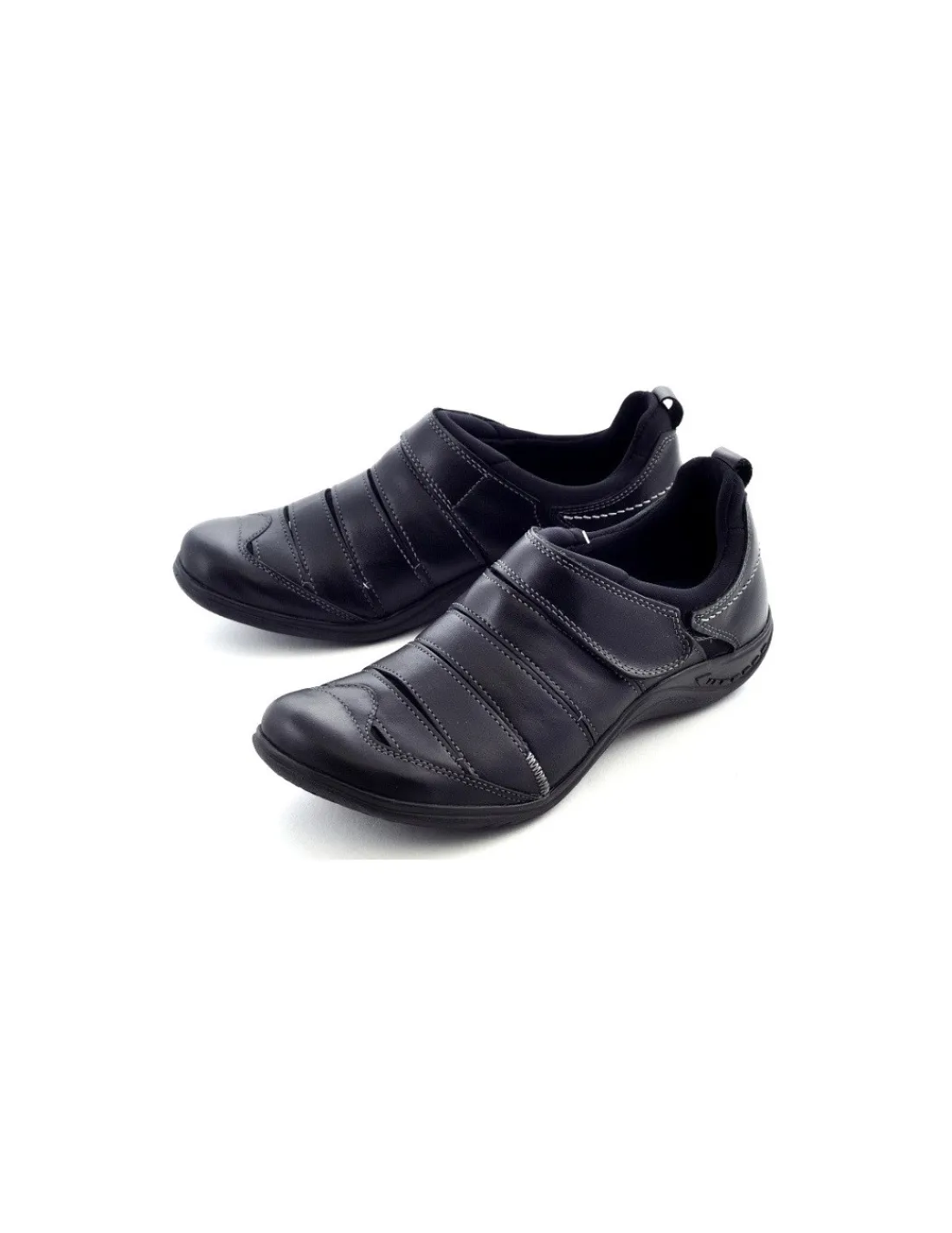 Damskie Romika _ Romotion polbuty casual, czarna skora i neopren na rzepy