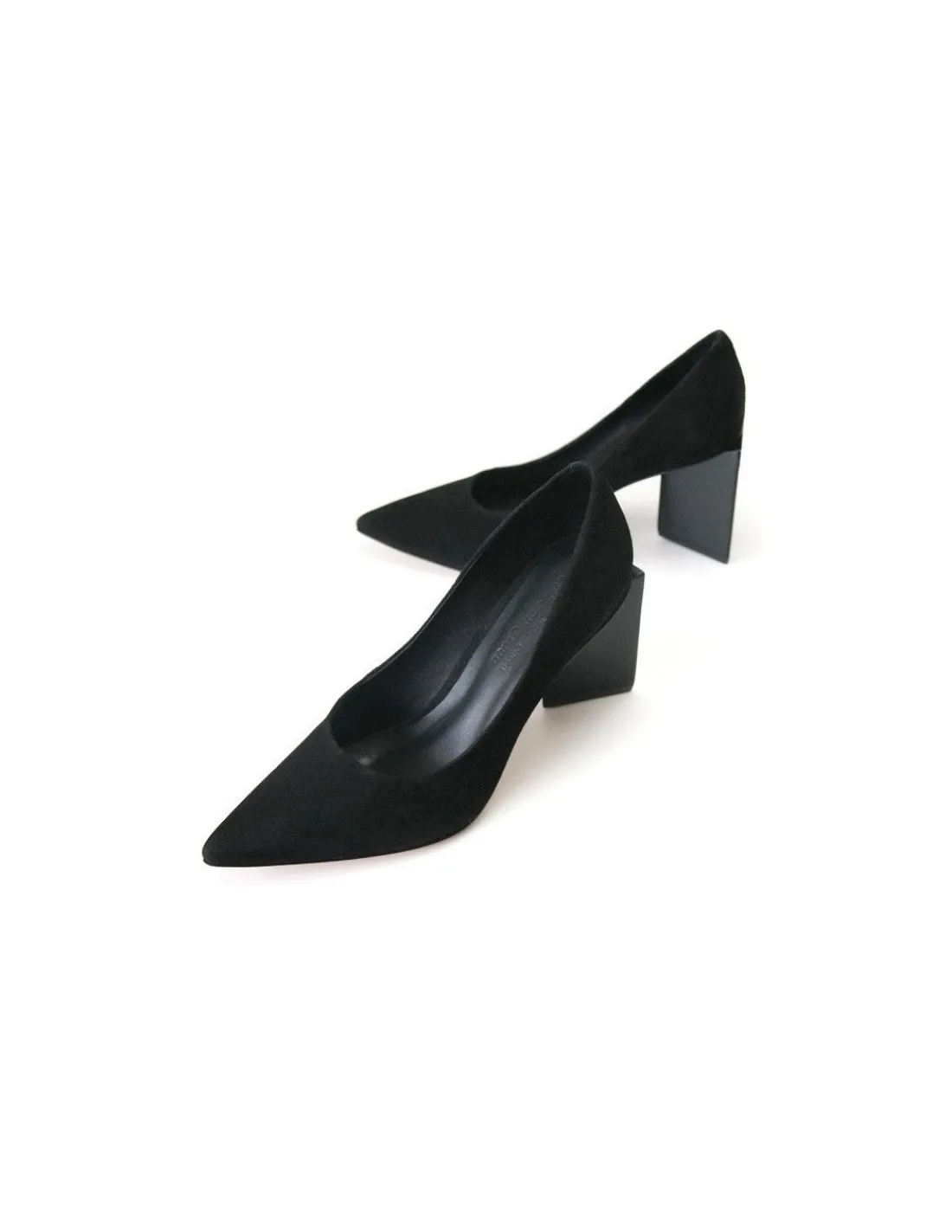 Damskie Teresa Gureg czolenka czarne zamszowe i blyszczace obcasy hand made