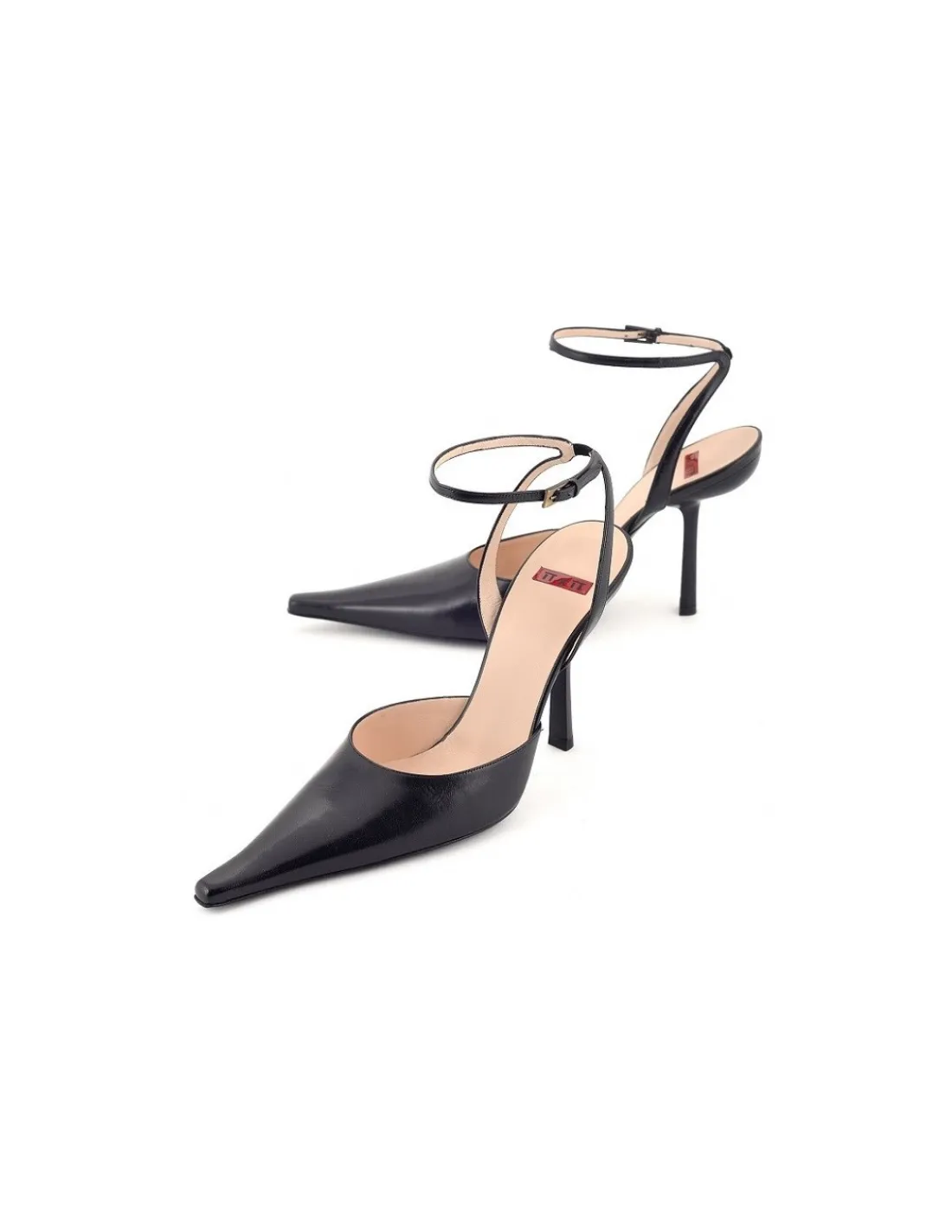 Damskie TT x TT czolenka skorzane czarne na awangardowych wysokich szpilkach