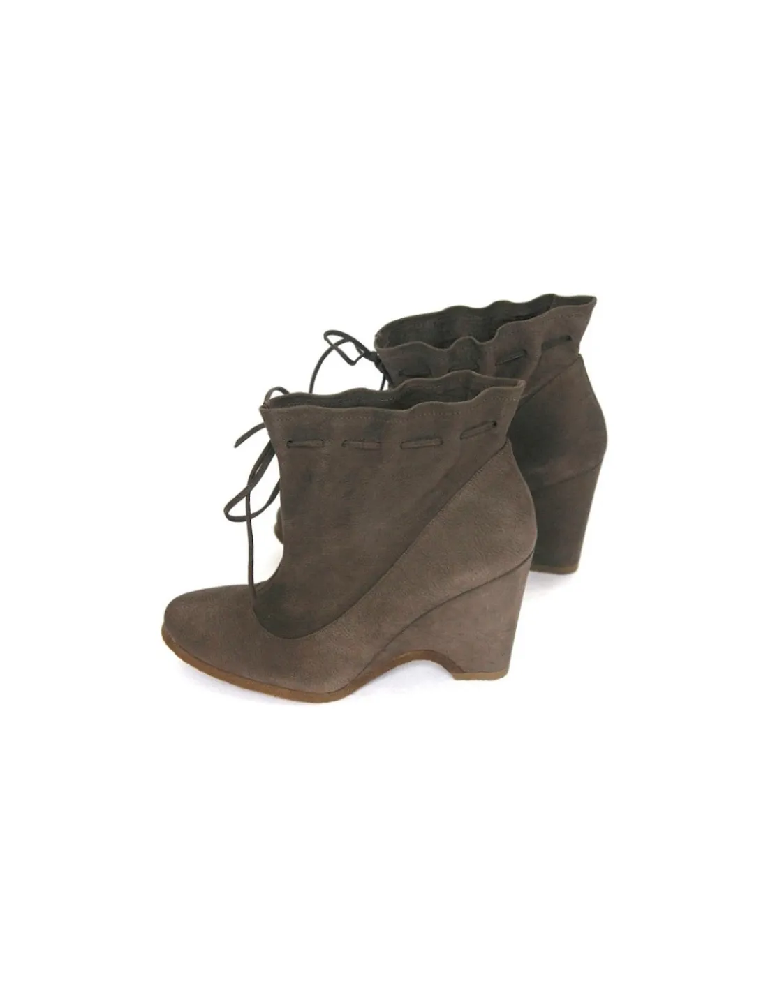 Damskie Unisa botki na koturnie, naturalna skora- nubuk w jasnej szarej tonacji