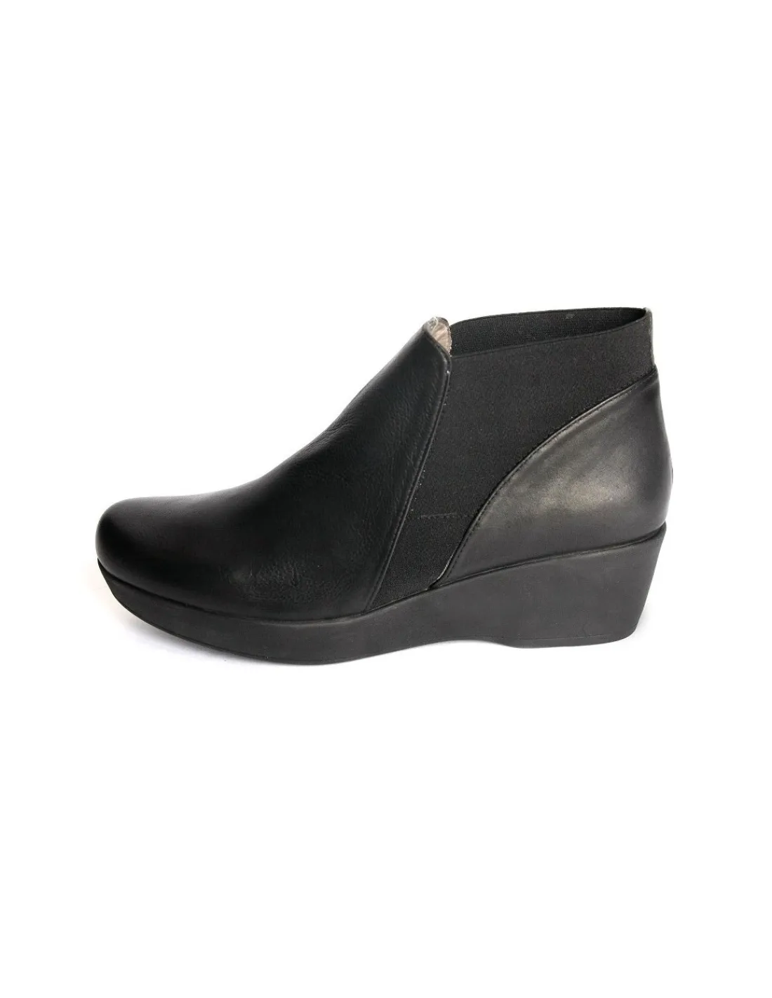 Damskie Unisa botki, sztyblety czarne skorzane na niewysokiej gumowej platformie