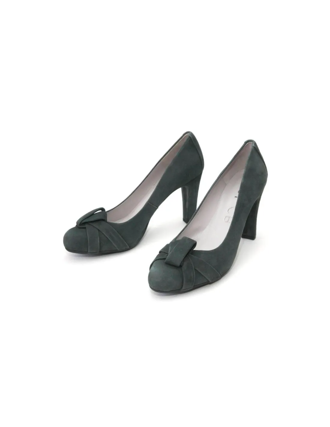 Damskie Unisa czolenka z ozdoba, naturalna skora, grafitowy zamsz