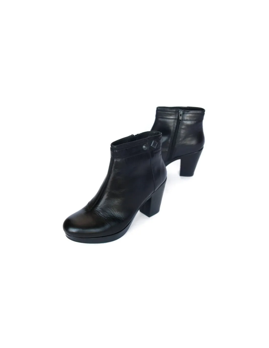 Damskie Vagabond botki z ociepleniem, czarna naturalna skora , zamek i platforma polaczona z obcasami